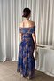 Boat Neck Patterned Tulle Dress - 8