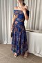 Boat Neck Patterned Tulle Dress - 6