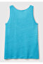 Women's Blue 100% Linen Regular Fit Round Neck Undershirt with Side Slits - 4