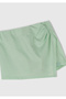 Girl's Water Green Elastic Waist Shorts Skirt - 2