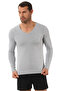 Özkan 0274 Men's 95% Cotton Combed Stretch Fabric Single Jersey V-Neck Long Sleeve T-Shirt Undershirt - 3