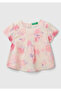 Girl's Pink Mix All Patterned Buttoned Back Pleated Muslin Blouse