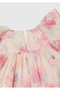 Girls' Pink Mix All-Over Patterned Shoulder Ruffle Detail Muslin Dress - 3