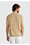 Men's beige linen blended contrast buttoned regular fit polo neck sweater - 3