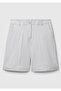 Women's Gray Cotton Blend Buttoned Front Regular Fit Bermuda Shorts - 2