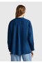 Women's Denim 100% Linen Oversize Mandarin Collar Shirt with Left Front Pocket - 3