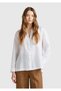Women's White 100% Linen Oversize Mandarin Collar Shirt with Left Front Pocket