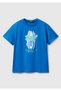 Boy's Cobalt Blue Graphic Printed Short Sleeve T-Shirt