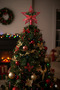 Christmas Pine Tree Red Color Star Top with Bow 1 Piece 15 Cm Plastic