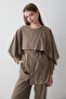 Women's Cape Detailed Lace-Up Tunic & Elastic Waist Pants Set - 3