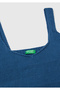 Women's Denim 100% Cotton Stripe Effect Knitted Relax Fit V-Neck Knitwear Undershirt - 6