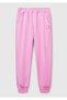 Women's Pink Cotton Blend Logo Printed Jogger Sweatpants with Elastic Waist - 2