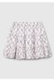 Girl's White Mix Viscous All Printed Crepe Layered Skirt