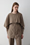 Women's Cape Detailed Lace-Up Tunic & Elastic Waist Pants Set - 7