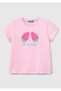 Girl's Pink Graphic Printed Short Sleeve T-Shirt