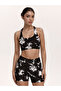Women's Marble Patterned Short Tights & Bra Set