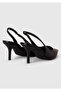 Women's Black Open Back Pointed Toe Heeled Shoes - 2