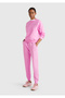 Women's Pink Cotton Blend Logo Printed Jogger Sweatpants with Elastic Waist - 5