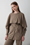 Women's Cape Detailed Lace-Up Tunic & Elastic Waist Pants Set - 5