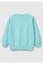 Boy's Water Green Peanuts Printed Logo Label Crew Neck Sweatshirt - 2