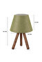 Design Three-Legged Wooden Lampshade Green Fabric - 4