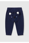 Baby Navy Blue Sweatpants with Rabbit Detail on the Back and Elastic Waist - 2