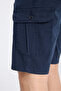Cotton Navy Blue Chino Shorts with Cargo Pockets - 4
