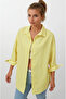 Women's Yellow Oversize Long Basic Shirt Hzl22w-bd139001