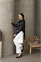 Women's Black Hijab Small and Large Sizes Lightly Draped Satin Surface Shirt Hzl25W-Bd139641 - 4