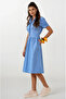 Women's Light Blue Short Sleeve Elastic Waist Half Button Chest Dart Denim Dress Hzl22s-bd122101 - 2