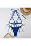 High Waist Lined Cobalt Blue Bikini Set - Rope Tie, Accessory HZL24S-LC2229 - 3