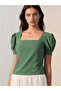 Women's Emerald Green Square Collar Knitted Blouse Hzl22W-Bd104091