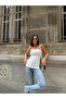 Women's White Side Gathered Double Slit Strapless Blouse Hzl24S-Zk13091 - 5