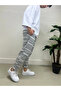 Men's Ecru Ethnic Pattern Waist Rope Tie Straight Cut Pocket Pants Sweatpants HZL24S-MXC8948-245 - 3