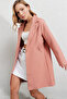Women's Pink Single Button Double Pocket Lined Stylish Cashmere Coat Hzl23W-Bd190851 - 7