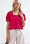 Women's Fuchsia Square Collar Knitted Blouse Hzl22W-Bd104091 - 2