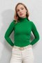 Women's Green Ribbed Knitwear Turtleneck Sweater Hzl22W-Bd1445001 - 6