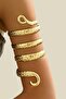 Silver-Gold Color Snake Pattern Spiral Arm Top Bracelet