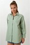 Women's Green Oversize Long Basic Shirt Hzl22w-bd139001 - 2