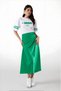 Women's Green Satin Surface Elastic Waist Midi Length Skirt Hzl23S-Bd1101471