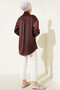 Women's Brown Satin Surface Hijab Shirt Hzl25W-Bd 139641 - 4