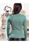 Camisole V-Neck Body Sweatshirt, Ribbed Fabric Comfortable Blouse, Lycra, Eucalyptus Badi - 3