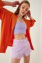 Women's Orange Open Front Layered Collar Textured Seasonal Jacket Hzl22S-Bd158621