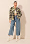 Women's Green Black Metal Buttoned Plaid Pattern Cuff Lumberjack Shirt HZL24W-BD139541 - 5