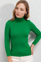Women's Green Ribbed Knitwear Turtleneck Sweater Hzl22W-Bd1445001 - 3