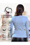 Camisole V-Neck Body Sweatshirt, Ribbed Fabric, Lycra, Light Blue - 3