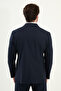 Striped Slim Fit Wide Collar Double Breasted Metal Button Men's Suit Navy Blue - 45408.25K - 5