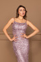 Sequin Sequined Long Evening Dress with Collar Strap - Pink - 5