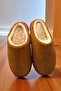 Women's Brown House Slippers. Colorful Scalloped Brown Patterned Slippers with Fur Inside. - 3