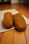 Women's Brown House Slippers. Colorful Scalloped Brown Patterned Slippers with Fur Inside. - 7